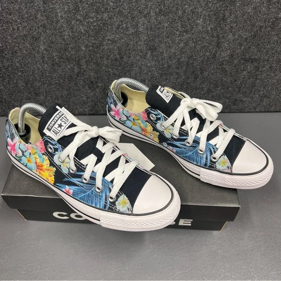 Converse Black Floral Women's Sneakers - Picture 8 of 14